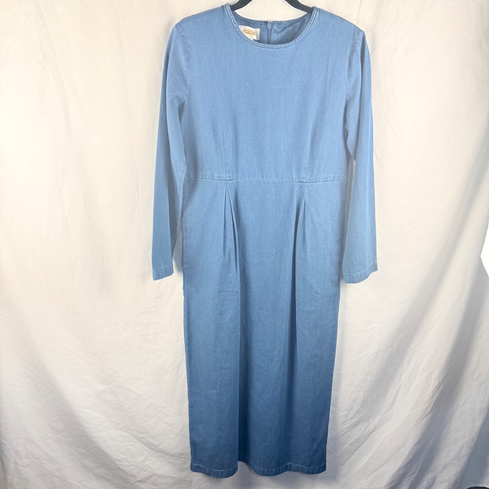 Vintage Talbots Long Sleeve Chambray Maxi Dress‎ 6 Cotton Denim Modest Cottage